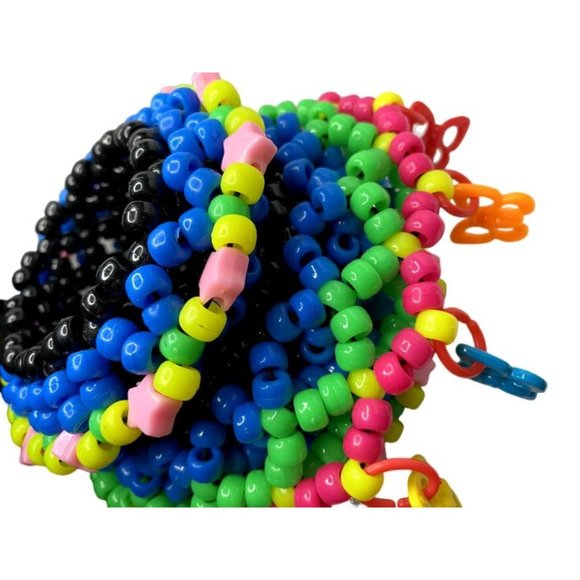 Neon Blue Kandi Rottiing Cuff with Hanging Butterflies - Picture 4 of 6